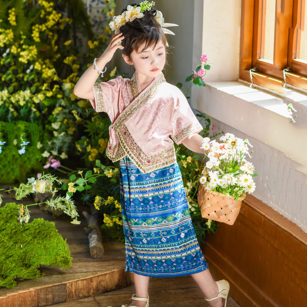 夏季儿童傣族服装少数民族演出服新款云南旅拍异域风舞蹈表演服饰