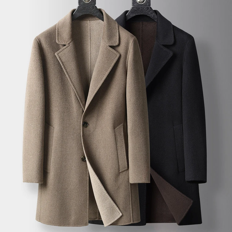 毛呢大衣男装2025年秋季秋季纯色