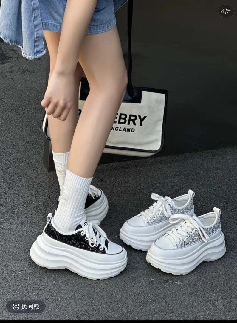 168-55欧洲站夏季新款松糕厚底显瘦亮片休闲鞋ins运动网红小众