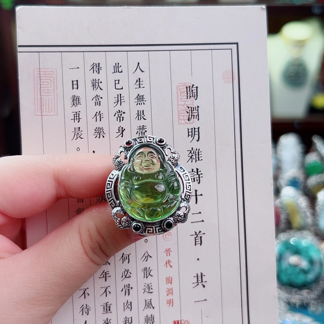 碧玺戒指银S925镶嵌国风