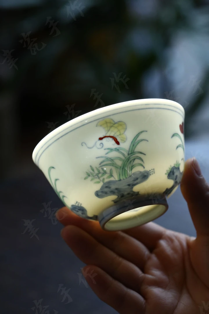 【聿瓷手作】斗彩蛱蝶杯