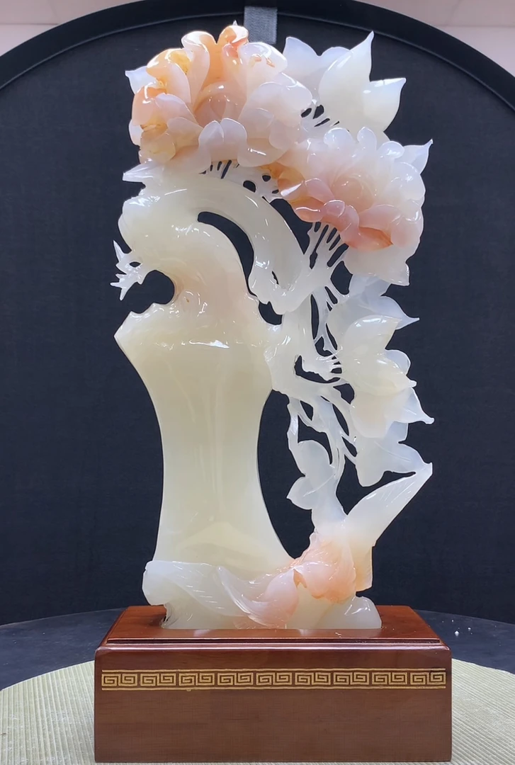 81208家居装饰摆件玉石雕刻电视柜玄关中式创意书房山水花鸟