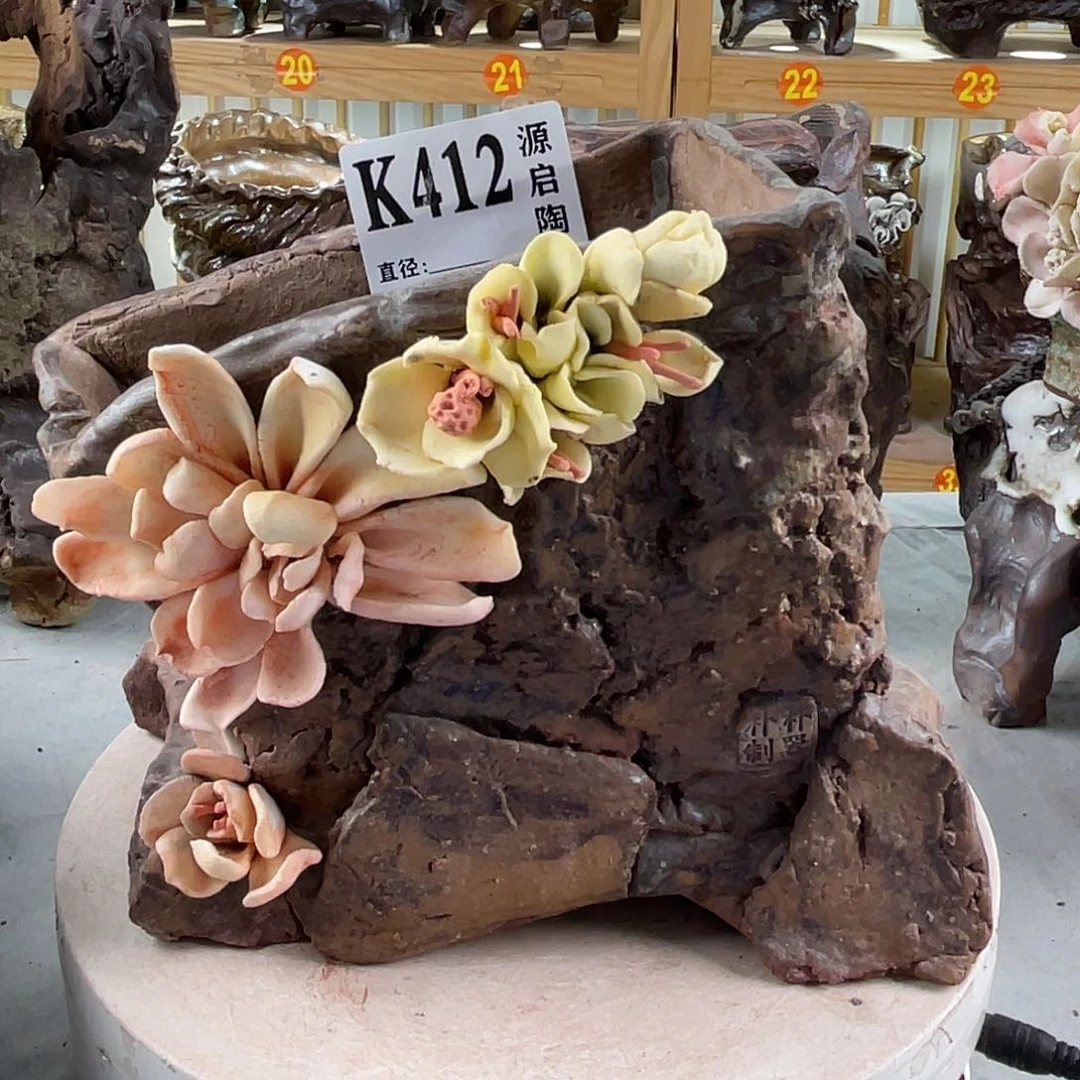 紫砂花盆景德镇陶瓷花盆412