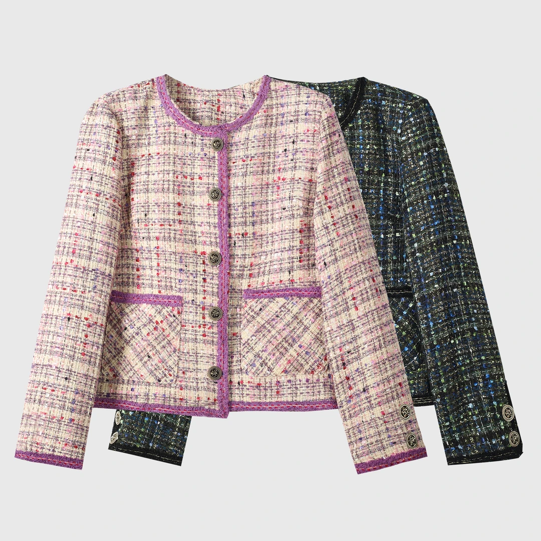 【大涛家年终宠粉福利】小香风气质优雅亮片短款圆领法式8002