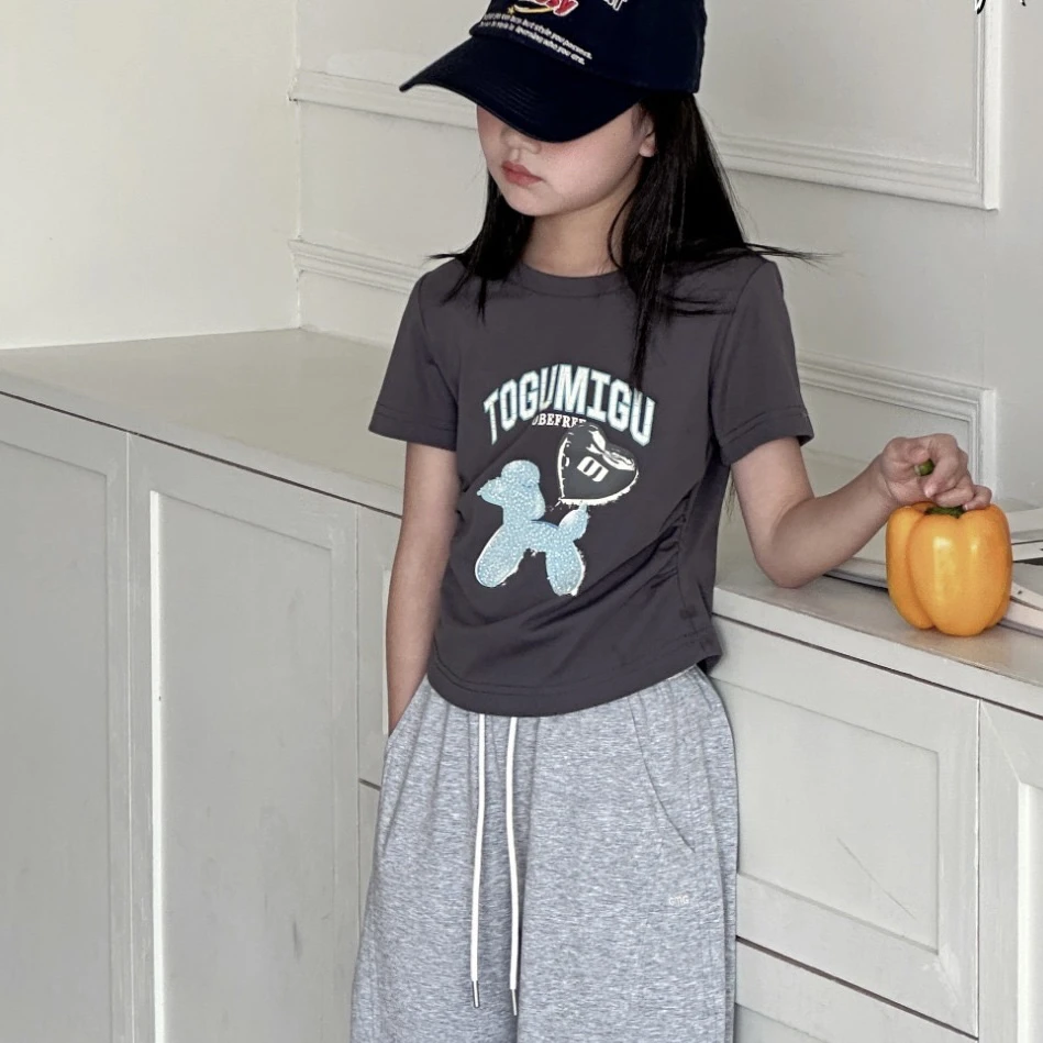 2511儿童穿珠小狗卡腰T恤