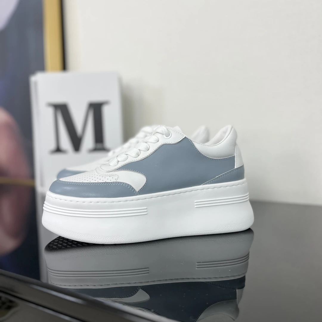 （断码清）HOSAN时尚25春夏凯旋门超轻厚底真皮拼色运动休闲小白鞋