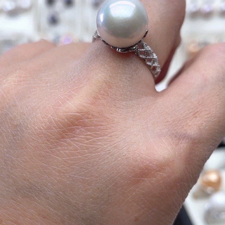 淡水珍珠戒指银S925镶嵌