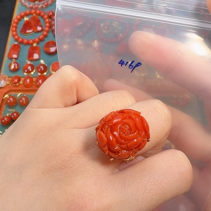 我***啊南红玛瑙银S925镶嵌戒指