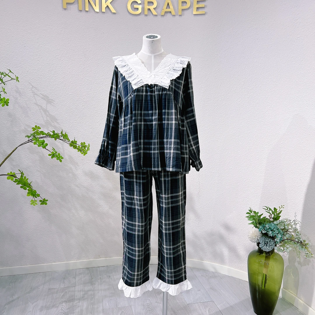 pinkgrape2024年春夏新款高贵上档次舒适睡衣长袖长裤女2478333