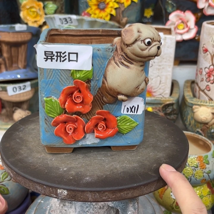 紫砂花盆粗陶材质多肉花盆