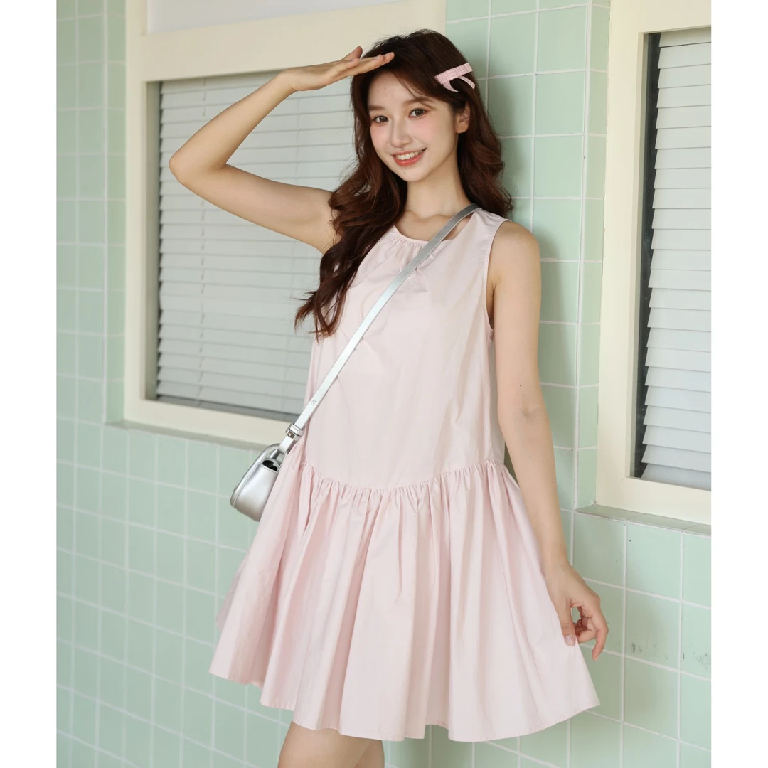 SPAO韩国2025夏季新品甜美芭蕾欧若风无袖短款连衣裙SPOWF49W93