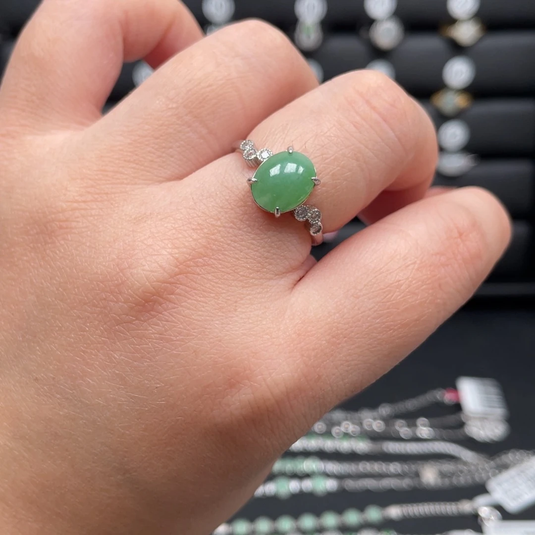 翡翠戒指银S925镶嵌戒指