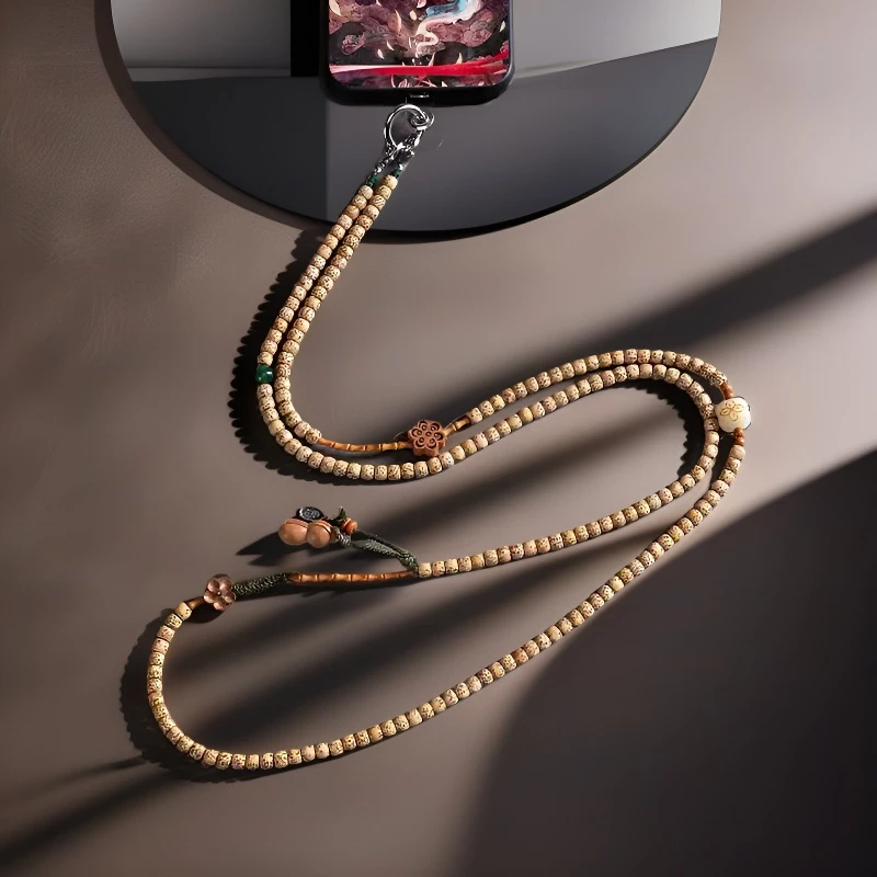 新中式天然星月菩提黄金籽多宝手机挂绳长款斜挎可背好事花生挂件