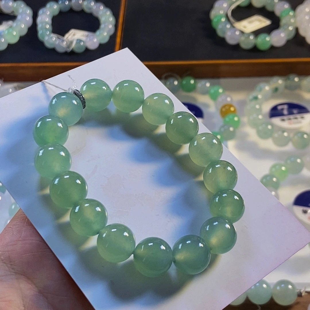 定制翡翠未镶嵌翡翠手串卡12+