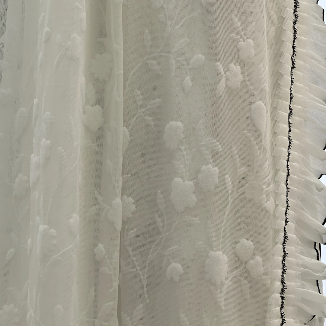 0857浮雕海棠花成品纱帘Y