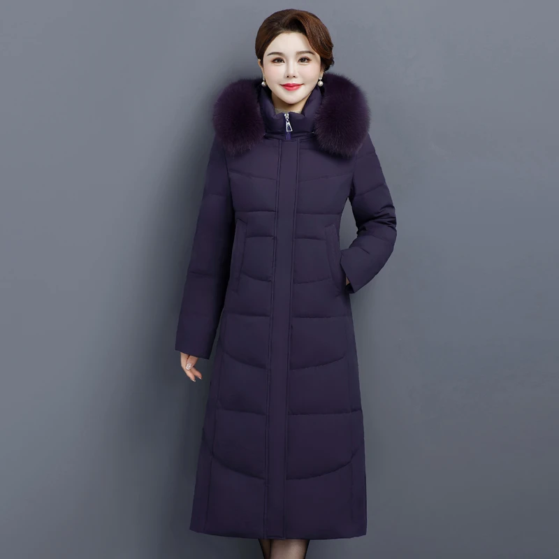 2025年新款女士长款加厚羽绒服外套修身保暖冬季大码
