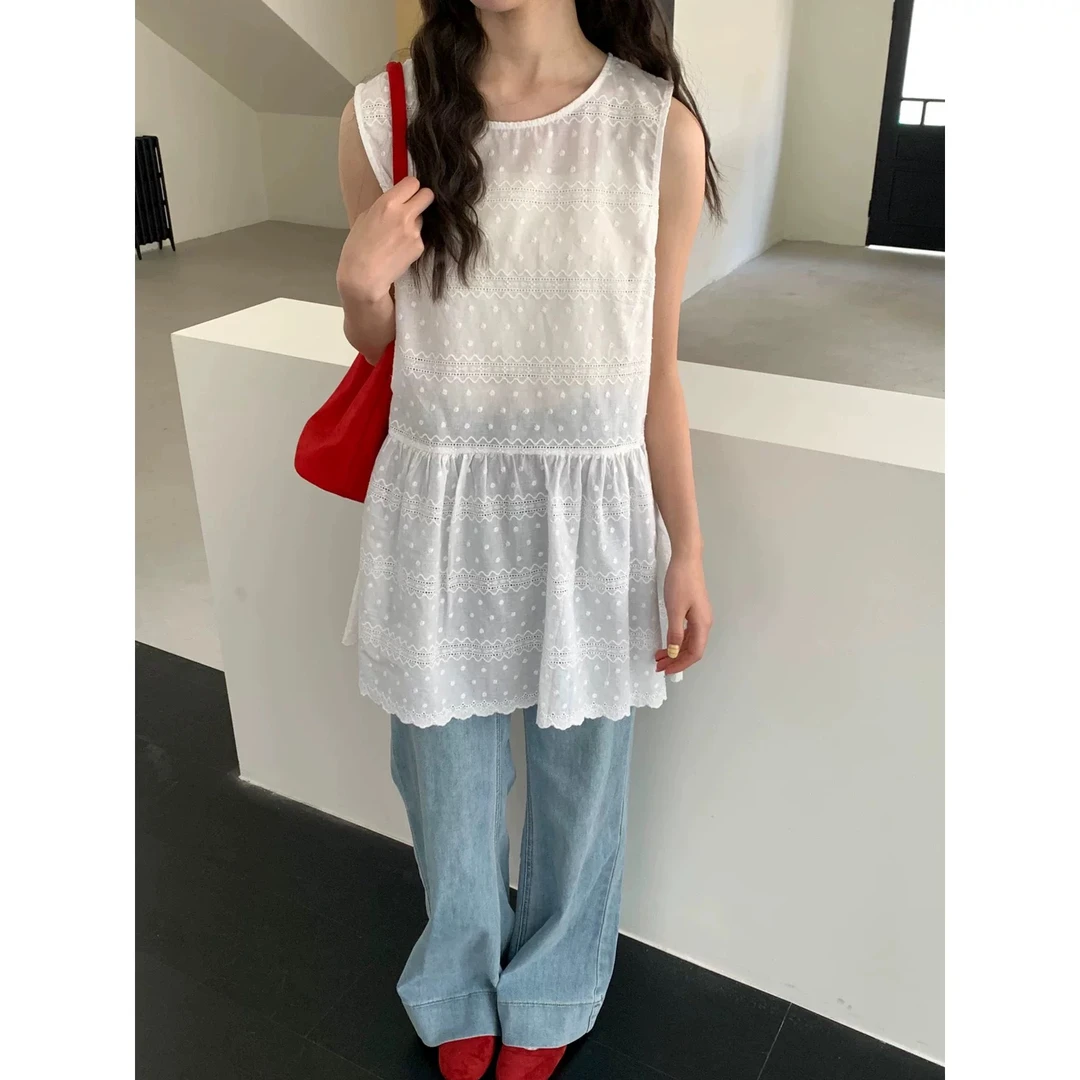 71050 韩系叠穿蕾丝背心裙（裙长79左右）