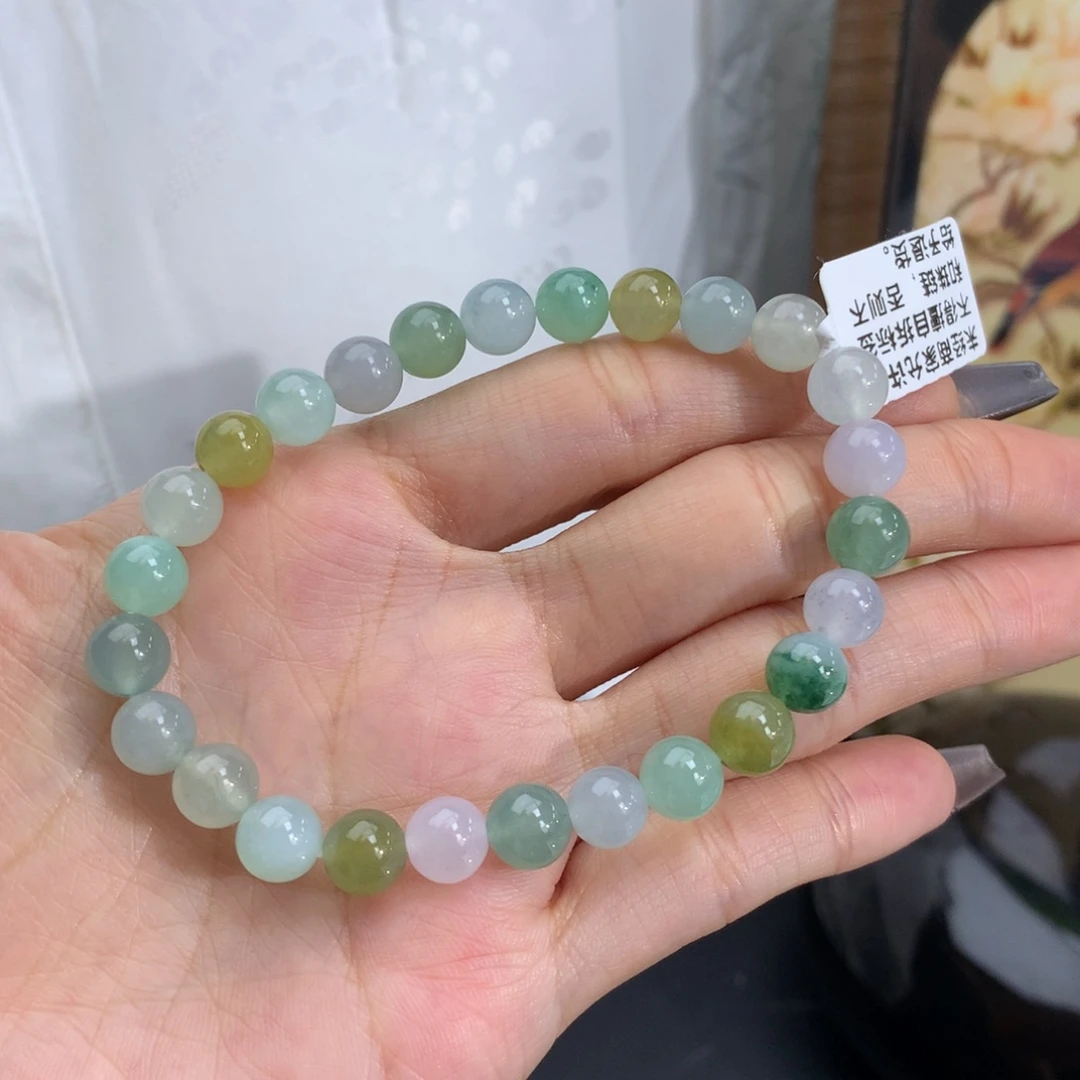 翡翠手链未镶嵌卡7.冰胶多宝手串