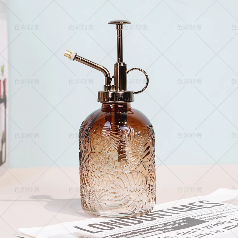 复古咖色玻璃喷水壶浇花水壶喷水壶浇花神器园艺喷壶消毒洒水K835