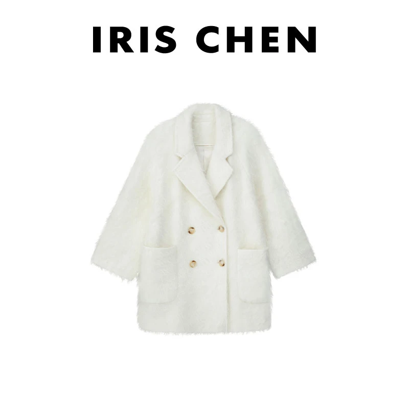 现货IRIS CHEN 白月光 冬款100顶极山羊绒1080g拉绒外套24WT645