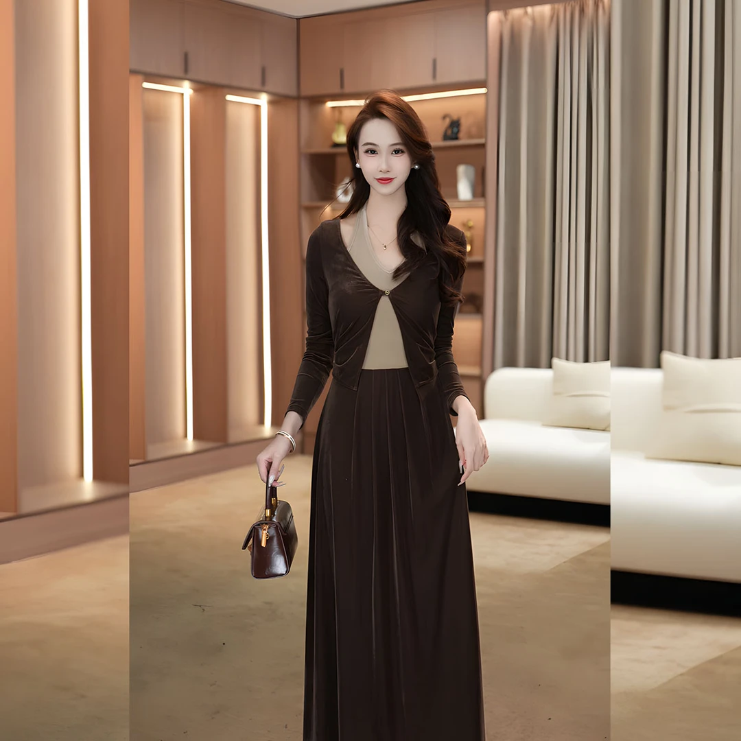 之之【赫本的春天】26春季法式复古假两件撞色连衣裙-YSJ1112022