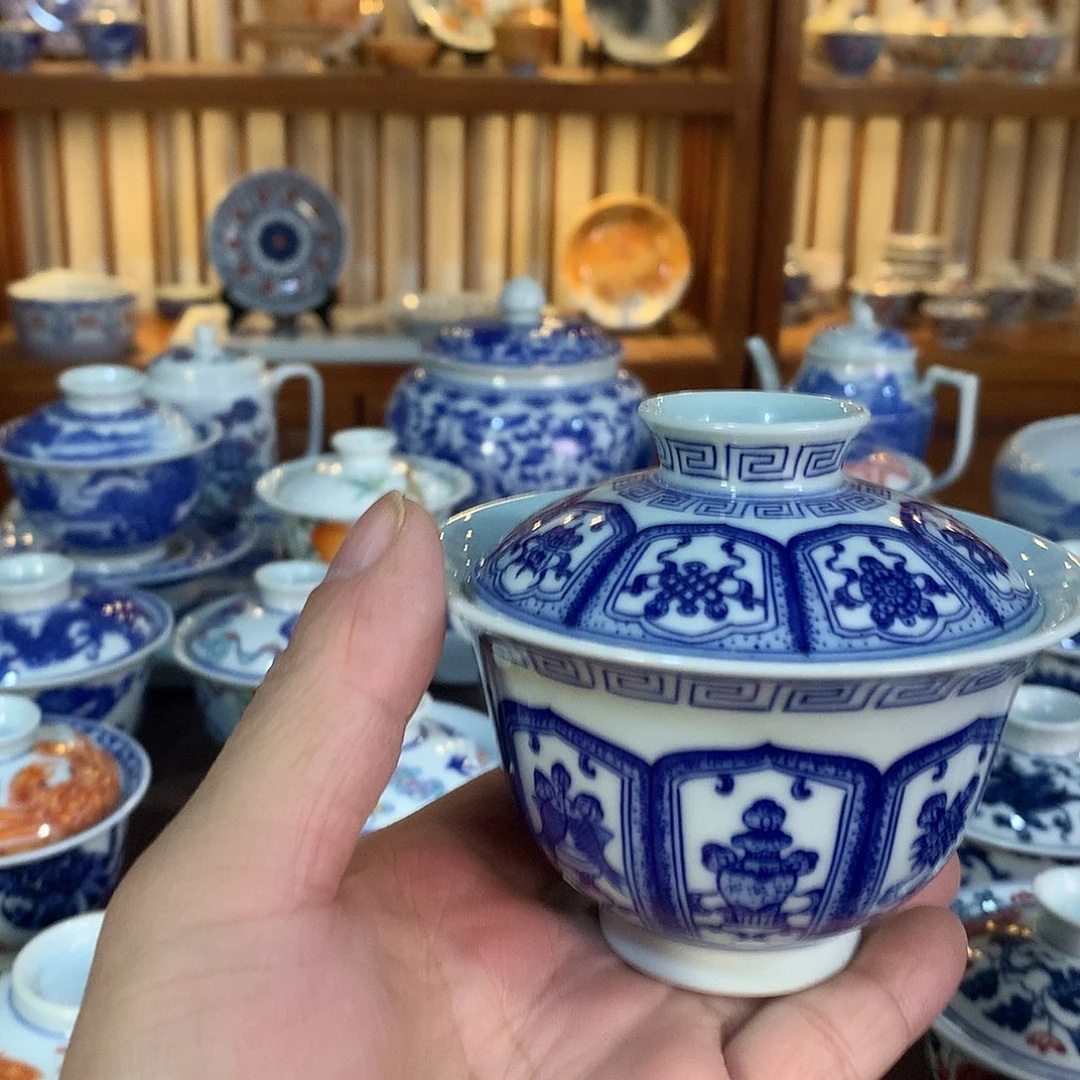 錡镇堂手工手绘盖碗