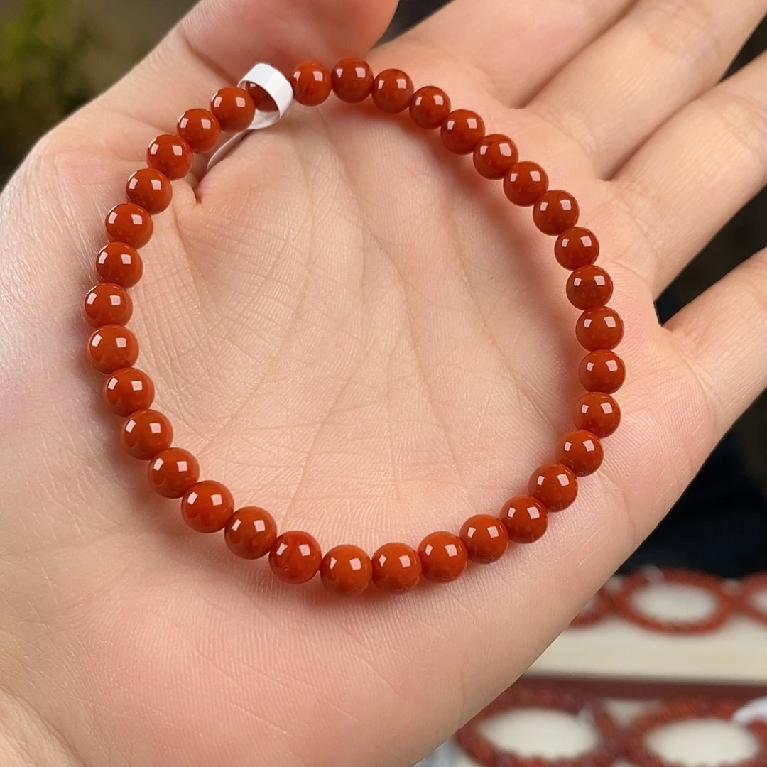 南红玛瑙未镶嵌手串原矿无胶5mm稀有3A级别满色满肉瓦西川料