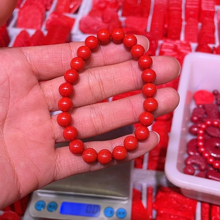 天然辰砂ジ***忧红砂8毫米23颗送一颗
