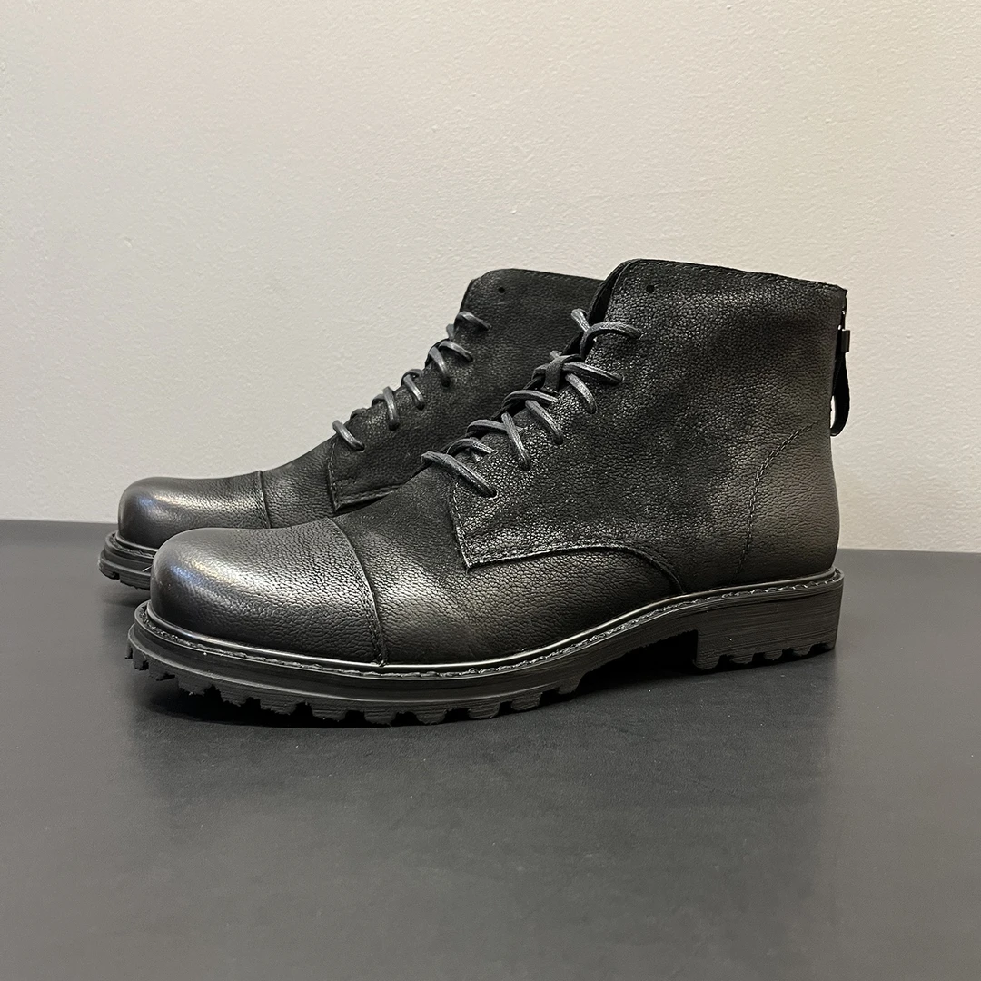 2025冬季新款复古休闲马丁靴真皮高帮男鞋皮靴英伦风工装短靴子