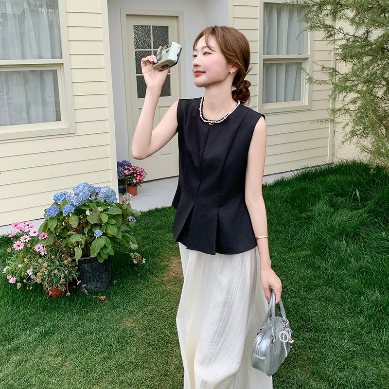 无袖背心上衣半身裙两件套女2025夏季新款韩系气质时尚穿搭套装裙