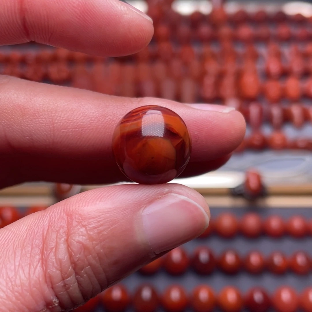 酷***噜南红玛瑙未镶嵌其他W14原矿瓦西牛血双色满肉圆珠