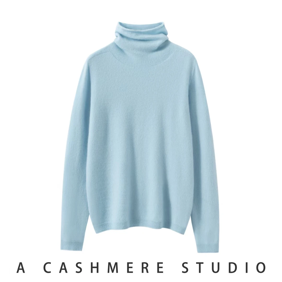 100%纯山羊绒时尚女款堆堆领羊绒衫