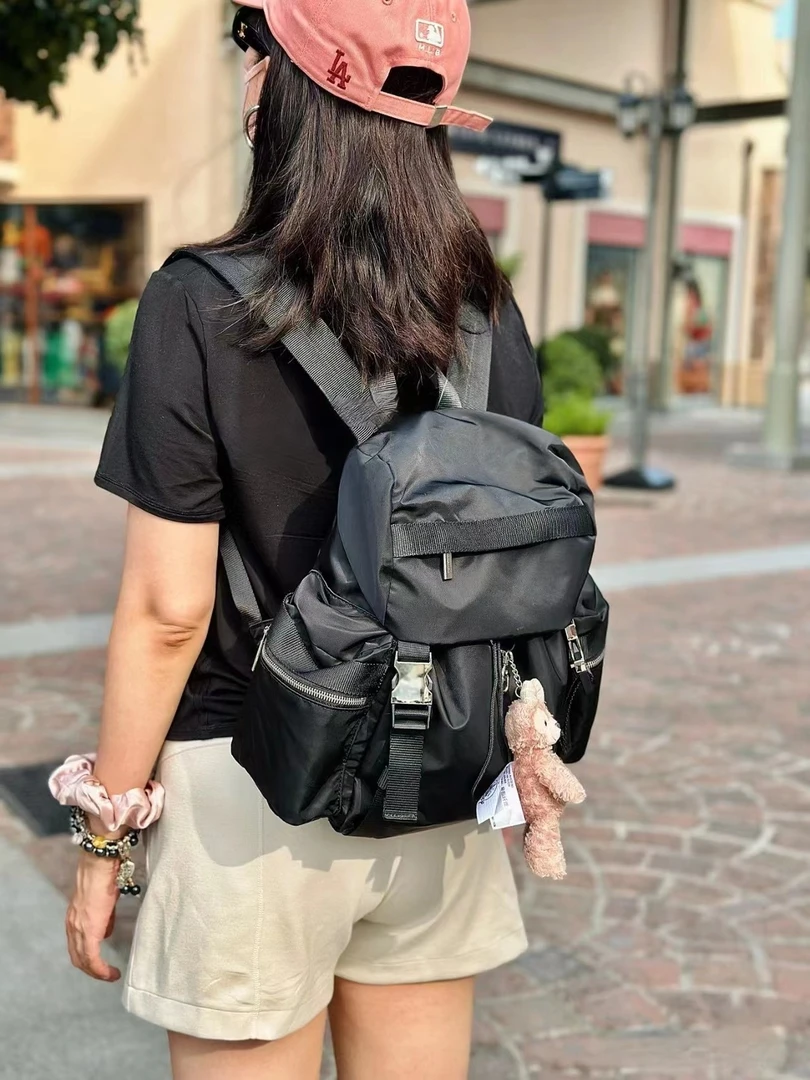 包包lulu双肩背包女露露书包防水轻便旅游帆布大容量休闲电脑背包