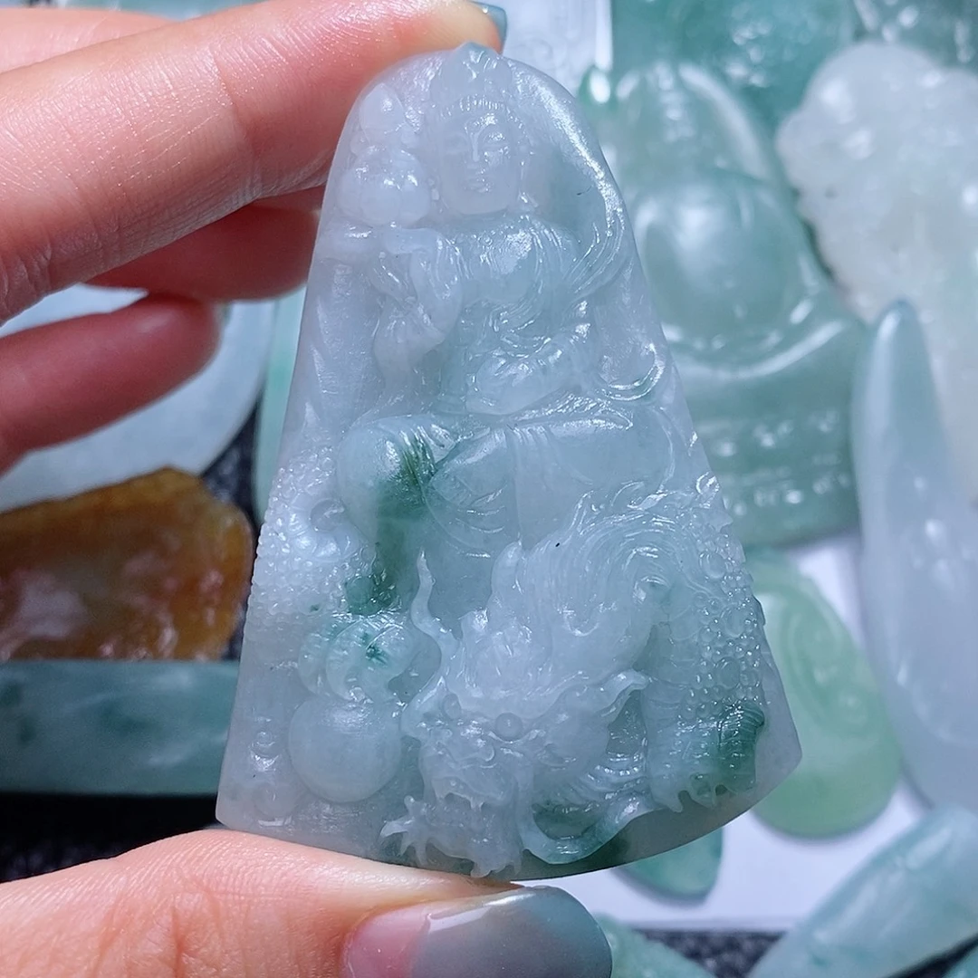 重***锅定制翡翠未镶嵌毛货付款后确认抛光
