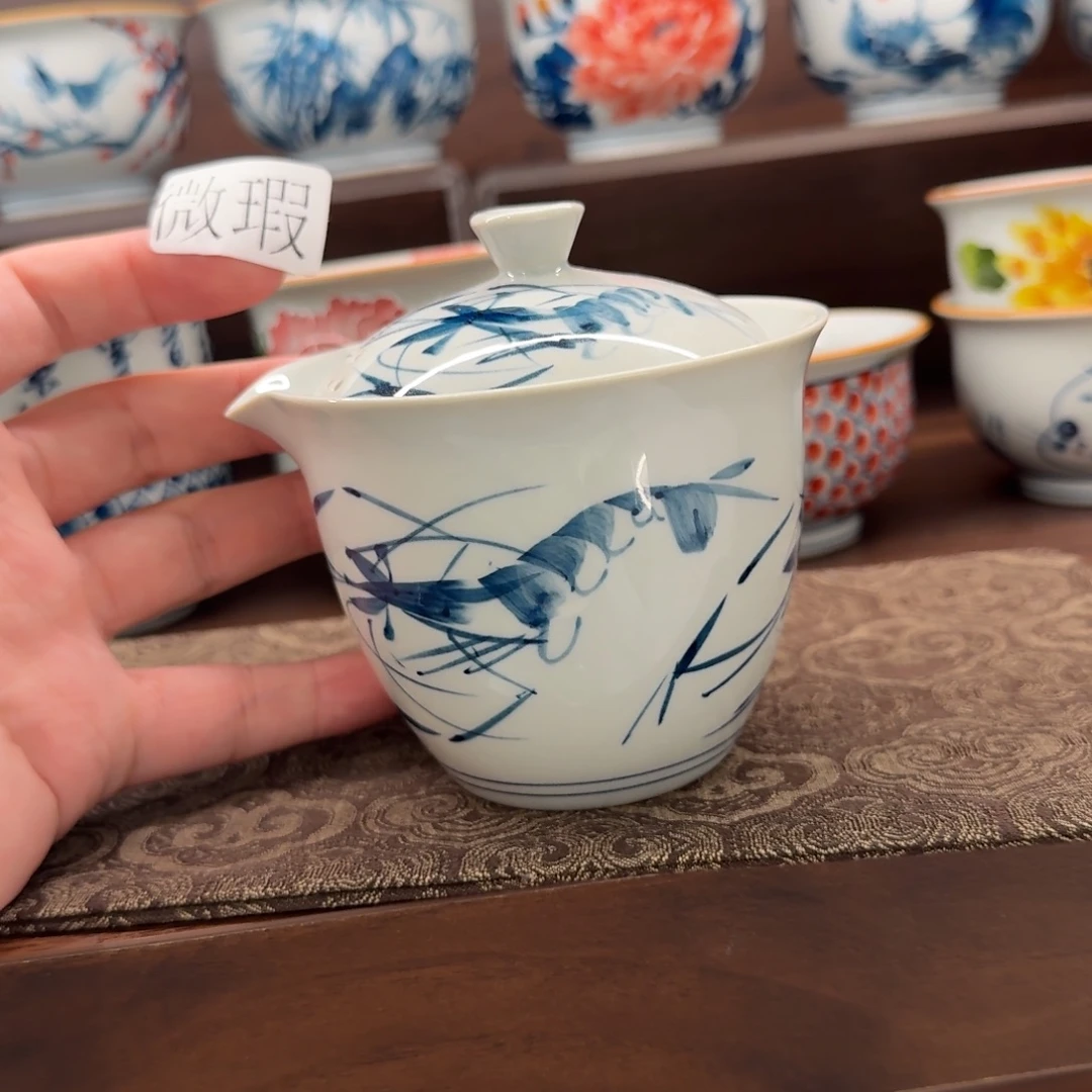 釉下手绘茶具微瑕