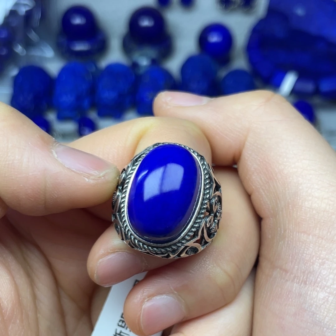 青金石戒指银S925镶嵌