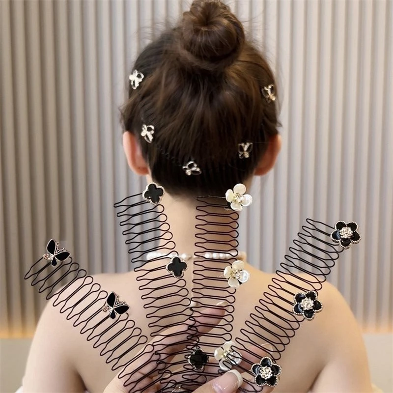 山茶花碎发整理神器后脑勺成人拉拉发梳发箍女款儿童发卡插梳头饰