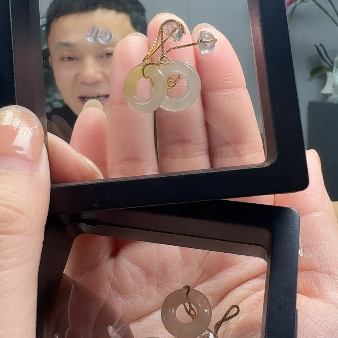 翡翠耳饰银S925镶嵌多样性发货其一