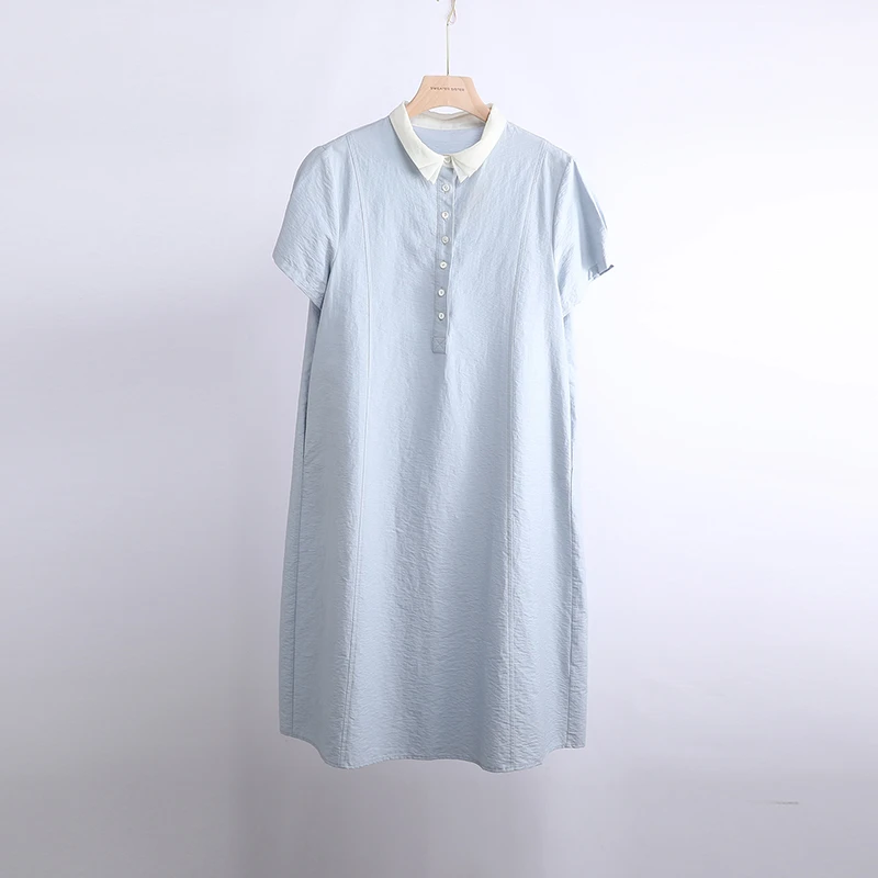 夏季撞色翻领减龄显瘦中长款连衣裙女MYJJ-202504