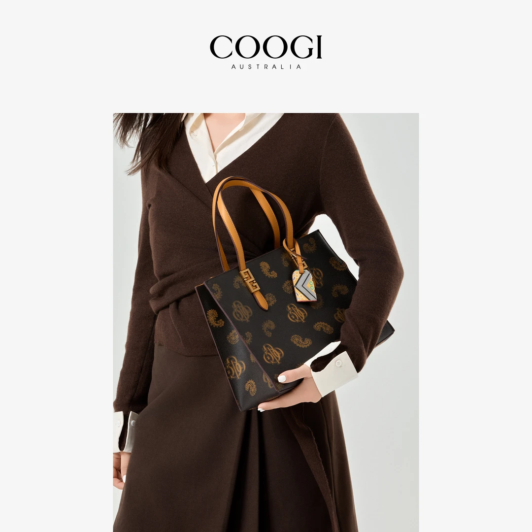 COOGI女包字母印花大容量手提包女2025新款爆款通勤托特包单肩包