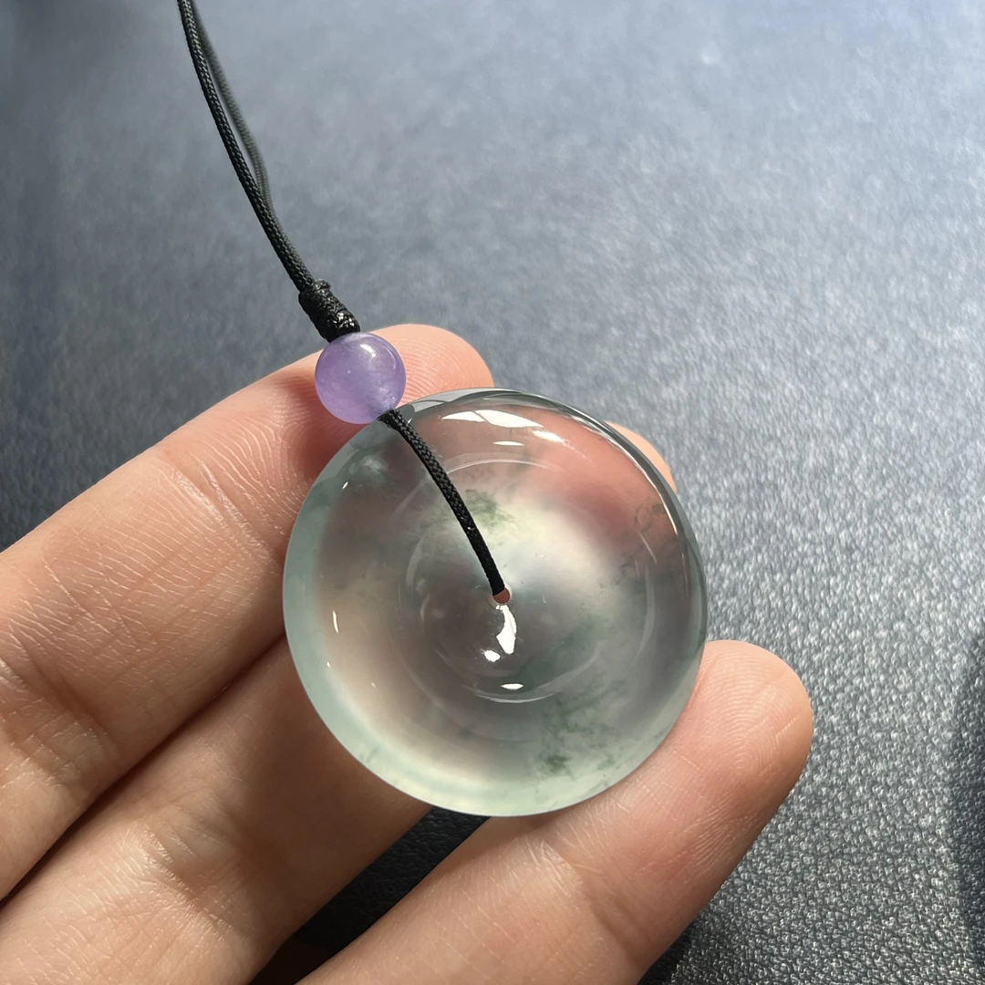 高冰玻飘花平安扣吊坠31.4×6.5