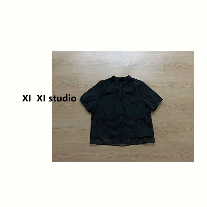 【汐汐女装】小个子定制气质网纱拼接显瘦百搭小衫 Z7259