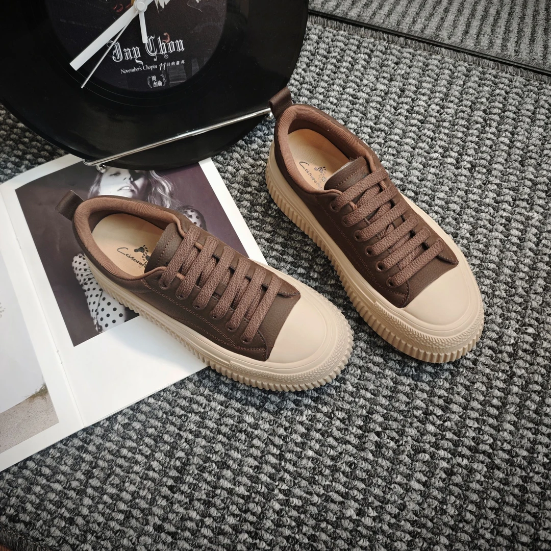 三代饼干鞋【美拉德】秋冬撞色软底休闲鞋运动低帮厚底系带百搭女鞋