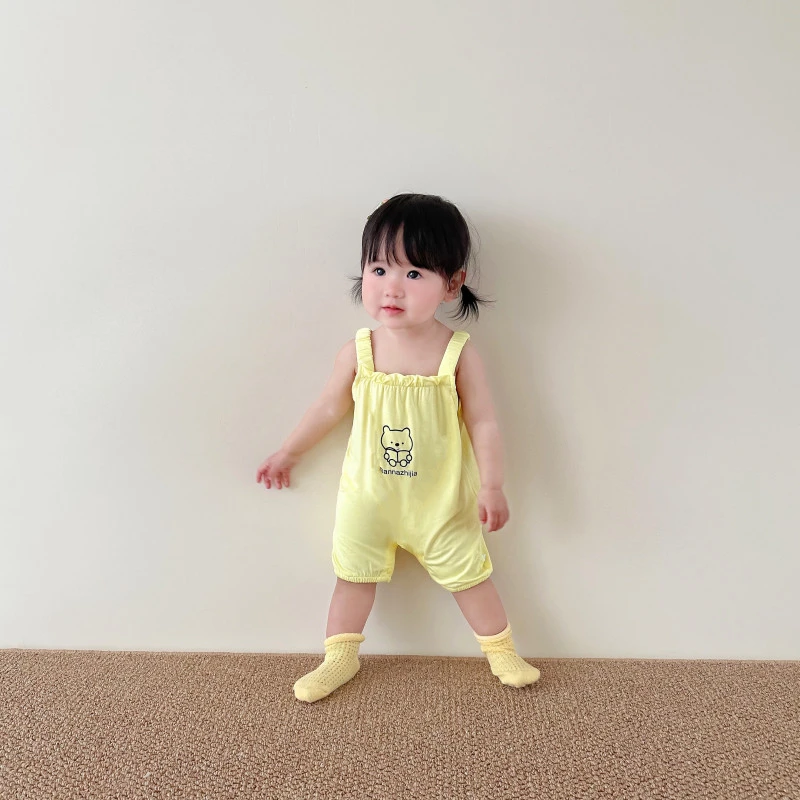 女宝宝夏季薄款无骨莫代尔婴儿女宝宝连体衣无袖背心哈衣包屁衣凉
