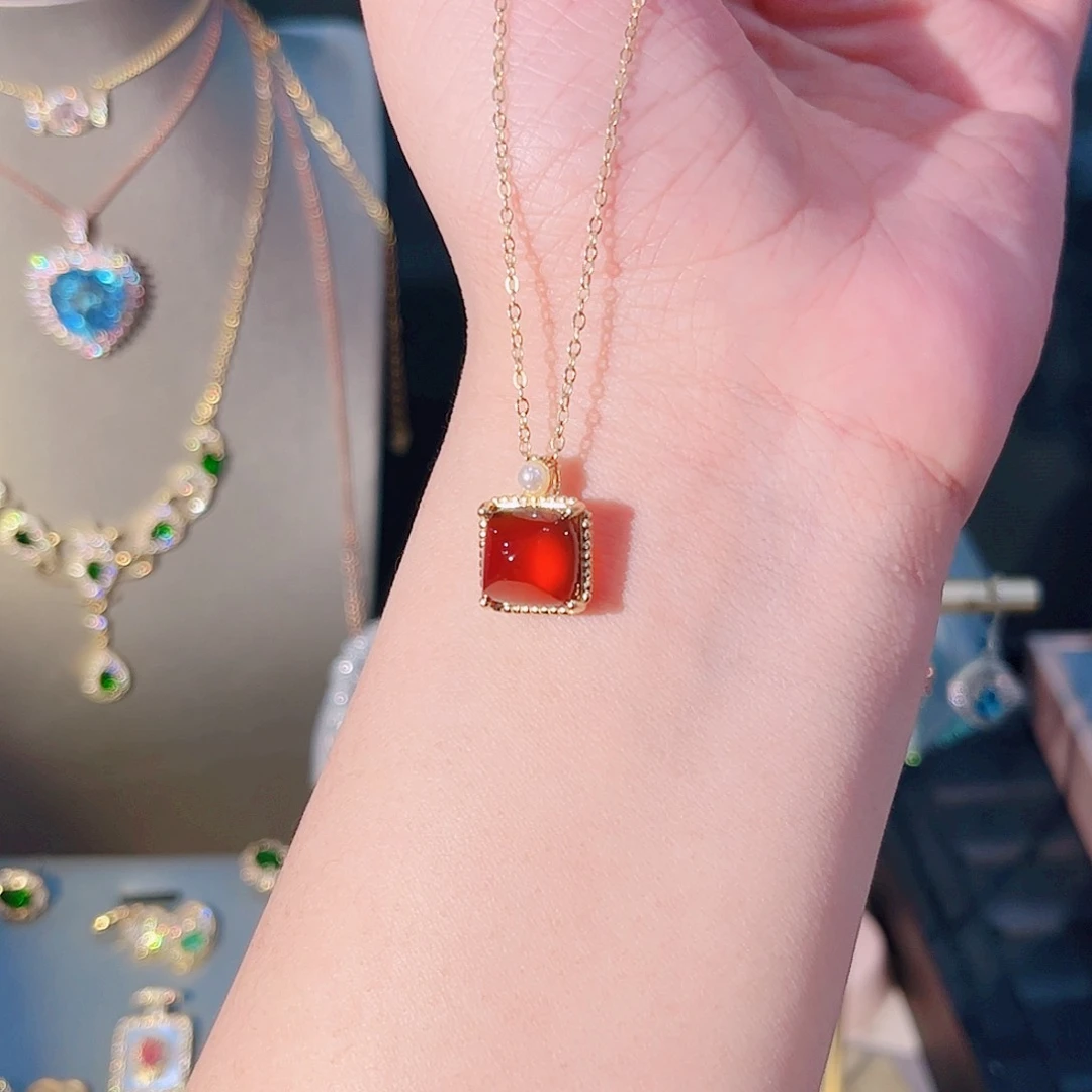 石榴石颈饰银S925镶嵌