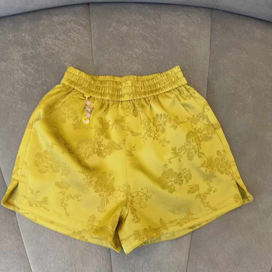 深圳南油乐总-9008-新款新中式醋酸百搭夏季短裤