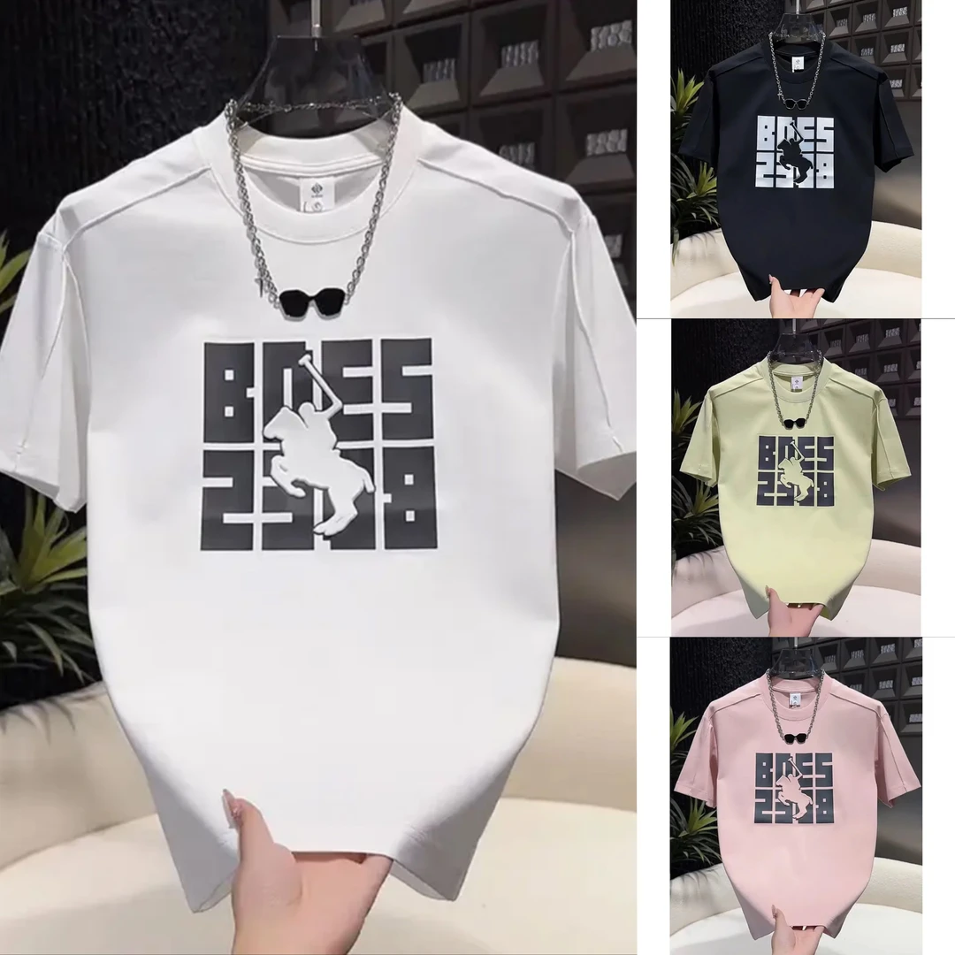 阿畅男装-2025新款夏季男款设计感字母印花战马标短袖63032