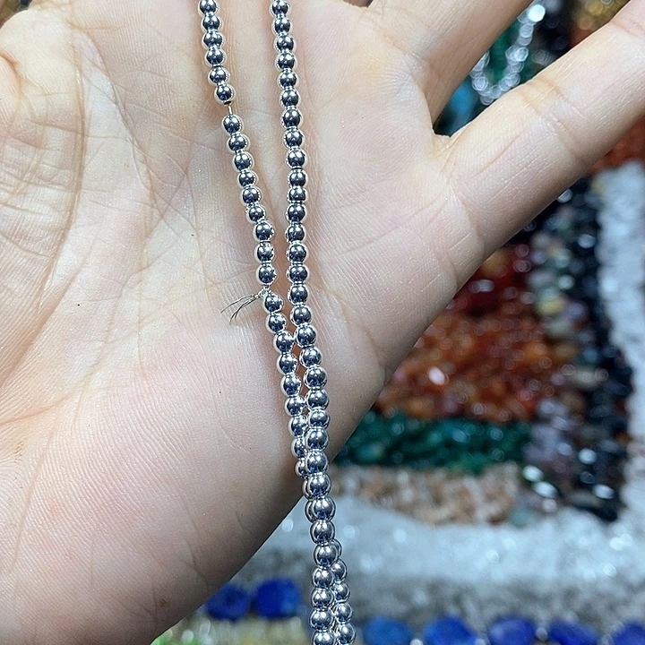 玛瑙/玉髓未镶嵌珠宝半成品黑胆石高保色卡3mm（2条）