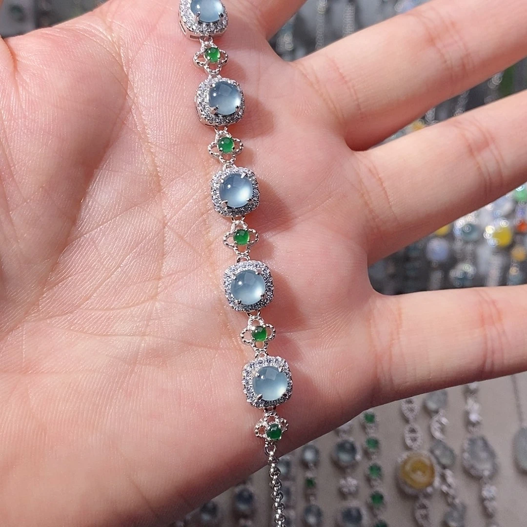 翡翠银S925镶嵌手链