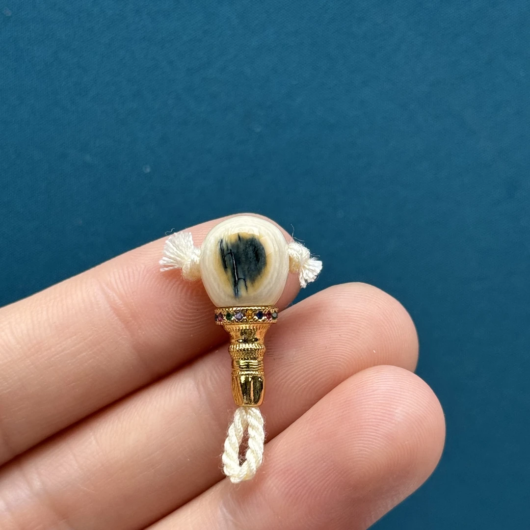 D4552天然猛犸牙蓝眼三通10mm支持鉴定 假一罚四